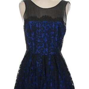 Anthropologie Moulinette Soeurs Sapphire/Black Lace Overlay Dress- Size 8
